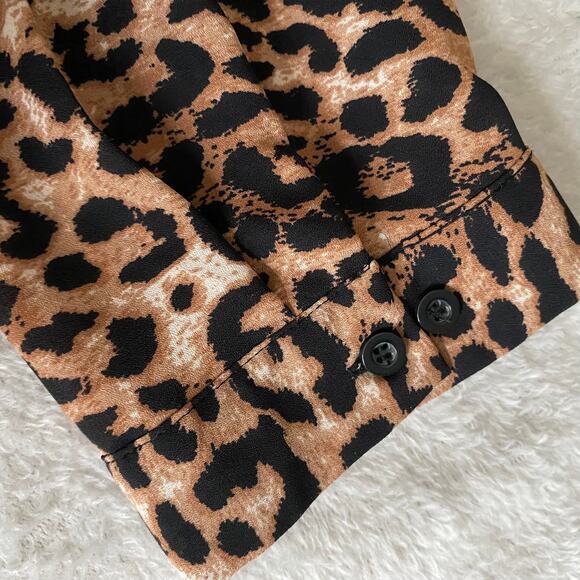 Daniel Rainn Boho Leopard Print Mini Dress Women Size M Brown Mobwife Tie Waist - Picture 6 of 12